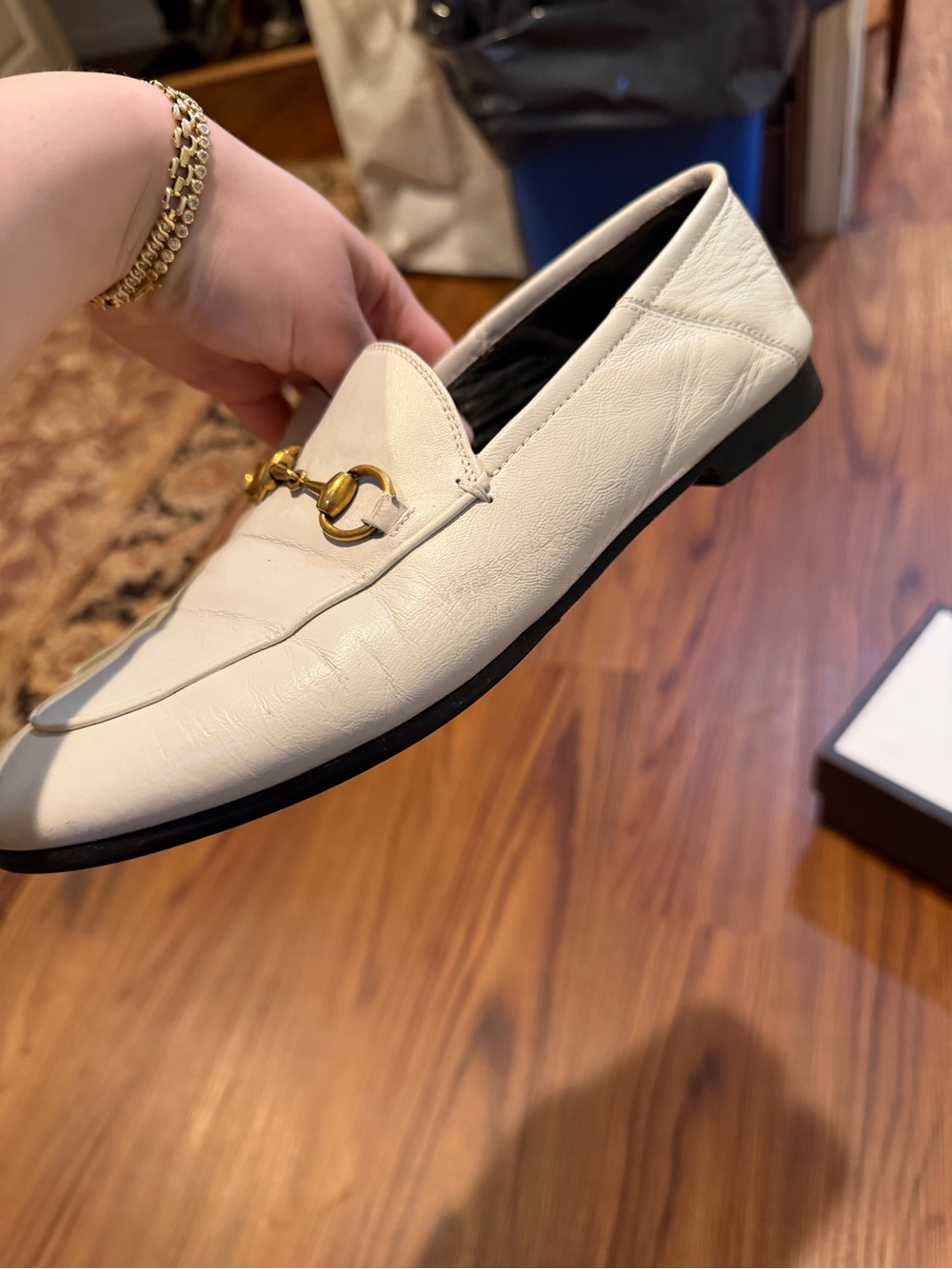 Gucci White Leather Horsebit Loafers - Picture 5 of 7